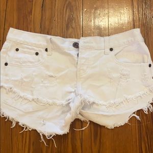 White jean shorts